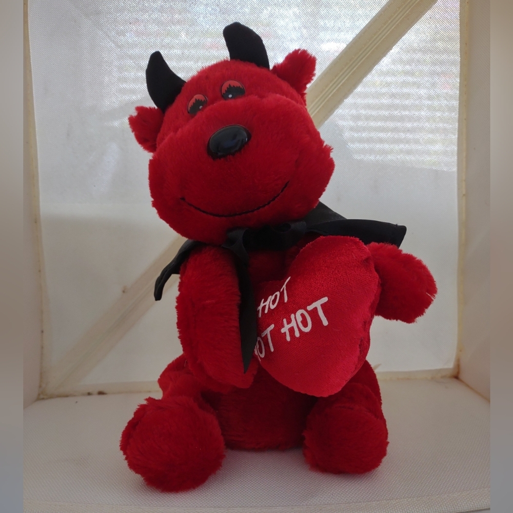 DANDEE Musical Red Devil Bear Plush Plays "HOT HOT HOT" DANDEE